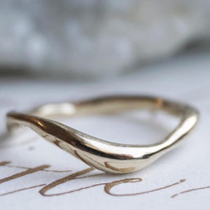 14k Yellow Gold Ring,Wedding Band, Handmade Organic band, Wabi-Sabi Ring, Engagement Ring, Stacking Ring {Wavy Ring}