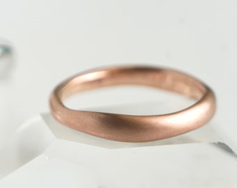 14k Yellow Gold Wavy Ring: Handmade Organic Wedding Band