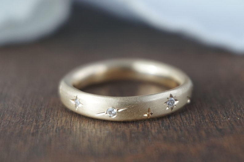 Starry Engrave Band,  18k diamond Gold Ring,  Handmade Texture Band, Hand Engrave Ring , Simple Wedding Ring, Eternity Ring  9 ct Gold, 14k Yellow Gold Diamond Ring,  Diamond Band, Handmade Engagement Ring, Stacking Ring, Matte finishing, Glossy  finishin, Ring for her, 
Anniversary Ring, Alternative wedding ring, Minimalist Ring, Hammer texture ring, Everyday gold ring, Star ring, Solid gold ring, Dainty , modern low profile ring , Timeless ring, Rustic Ring, one of a kind ring