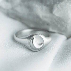 Quarter Moon Ring | Handcrafted Ring Celestial Ring 925 Silver Band Boho Signet Ring Moon Ring Statement Ring  Gift For Her