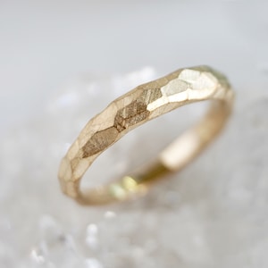Texture Wedding Band, Brushed Hammered Band, 14k Gold Ring ,Handmade band ,Wabi Sabi Engagement Ring, Unique Wedding Ring {Rustic Ring}
