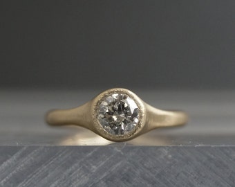 Salt and Pepper Diamond Ring, 18k Yellow Gold Diamond Ring, 0.5 ct Diamond Band, Handmade Engagement Ring, Stacking Ring {Aries Ring}