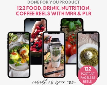 Food Drink Nutrition Health Reels with PLR & MRR. Faceless Instagram Reels. Wellness. Coffee Reels. Health Coach. Healthy Food Meal Prep