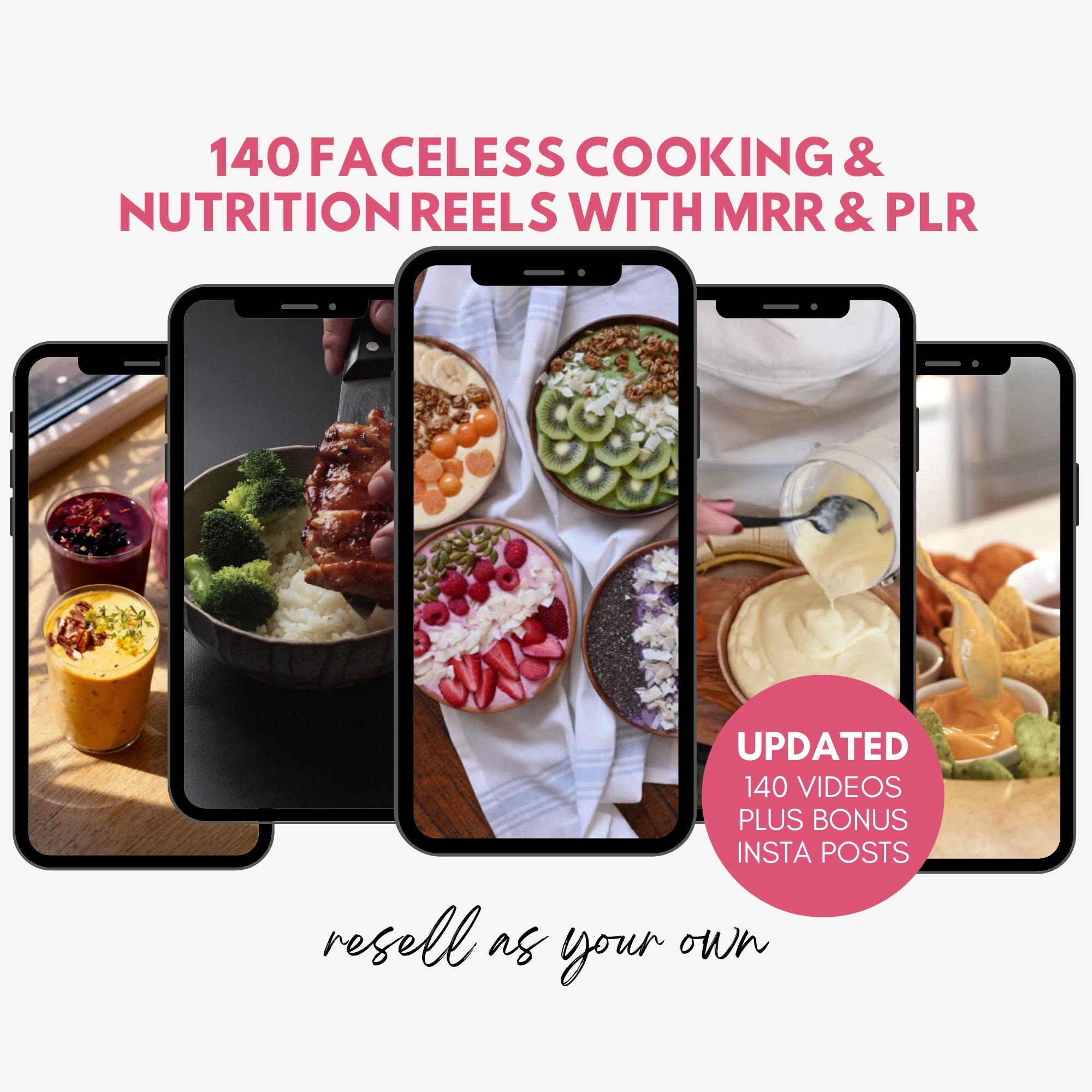 Cooking Nutrition Smoothie Reels with PLR & MRR. Faceless Instagram Reels. Wellness Cooking Reel. Food Video. Meal Prep. Nutrition Template