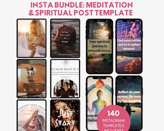 Meditation Post Template Bundle: Spiritual Healing, Affirmation & Wellness Digital Download