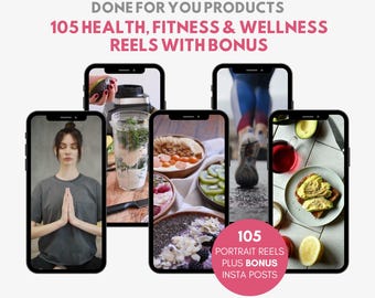 Health & Wellness Instagram Reels: Nutrition, Fitness (Canva Editable, Digital Download)