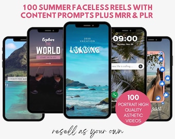 Beach Summer Reels: Faceless Instagram Content, PLR MRR