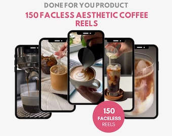 150 Faceless Coffee Reels: Instagram TikTok Marketing (Digital Download)
