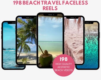 198 Faceless Beach Vacation Travel Tropical Reel Videos: Social Media Content, B-Roll Bundle