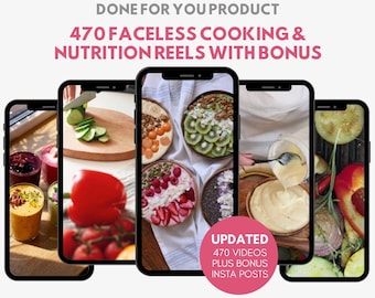 470+ Faceless Cooking and Nutrition Reels - Health & Wellness (Digital Download)