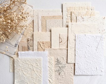 A6 handmade paper bundle, textured, recycled and eco-friendly paper for journaling & scrapbooking. 21 different papers.