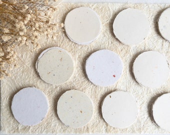 Handmade paper circles by Sahl Papier (cikitacikii), journaling and scrapbooking supplies, craft paper. Set of 10