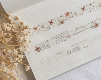 Washi tape set, Franse bloemen esthetische washi voor journaling & planner deco. Herinneringen collectie