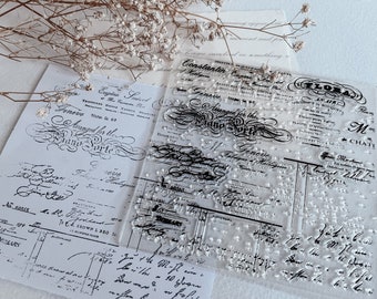 Sello transparente de escritura francesa, decoración de diario y scrapbooking, estética vintage
