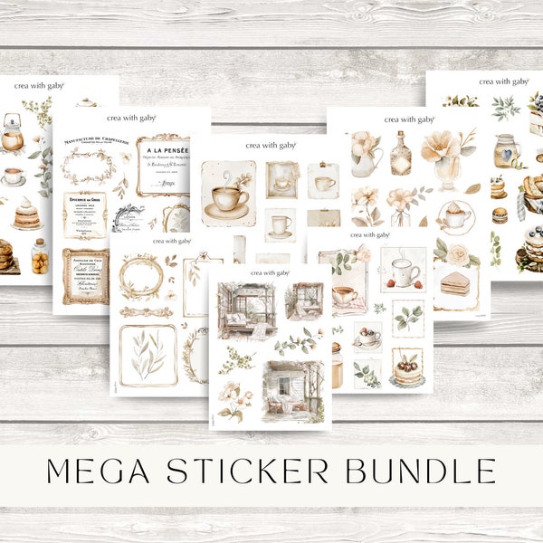 Sticker bundle. Deco stickers for bullet journaling & planner deco. Eight sticker sheets