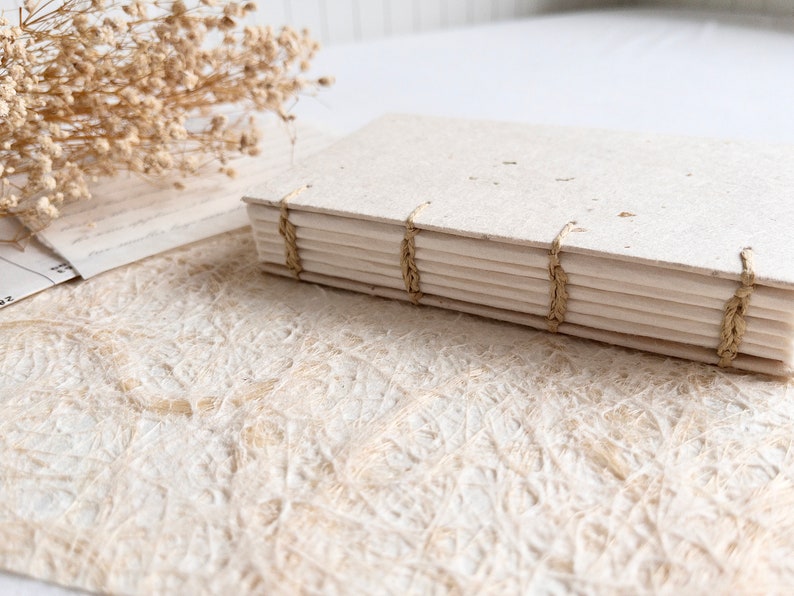 A6 handmade journal, recycled & eco-friendly hardcover paper journal, 80 white pages image 4