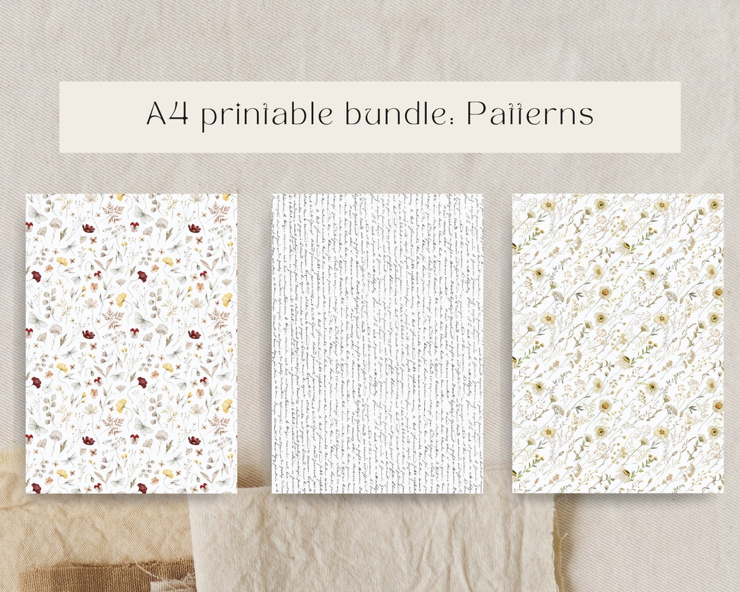 Floral Script Pattern Printable Set for Journaling, Decorations, and ...