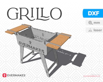 Parrilla de barbacoa plegable con fogón, archivo DXF cortado a láser (descarga digital)