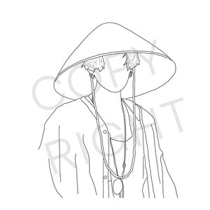 BTS SUGA | Min Yoongi Agust D | Daechwita | Digitale Kunst Linie Zeichnung Herunterladbare Datei