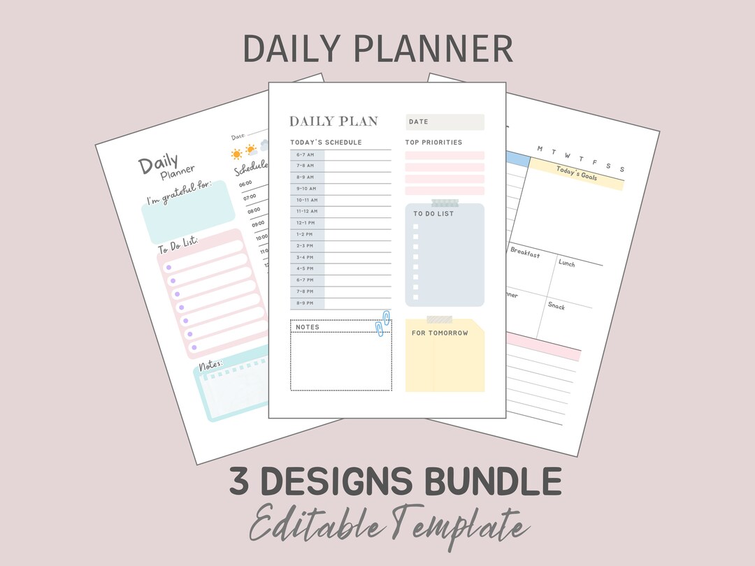 To Do List Editable Daily Planner Digital Planner Printable ...