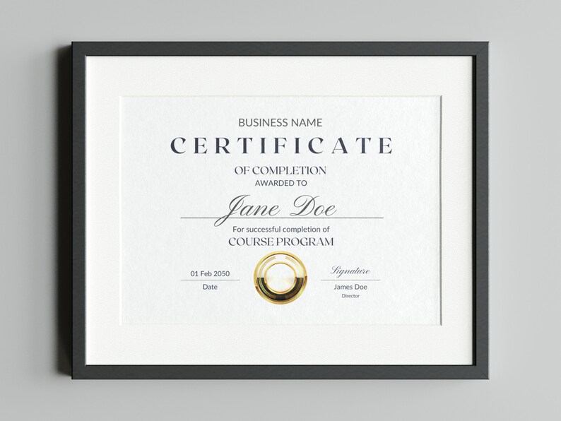 Award Certificate of Graduation Certificate of Completion Business