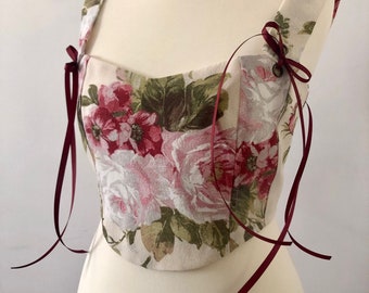 Floral Corset Top - Floral Bodice - Spring/Summer Top - Fairy Clothes - Renaissance Style - Vintage Look -Sustainable Fashion - Slow Fashion