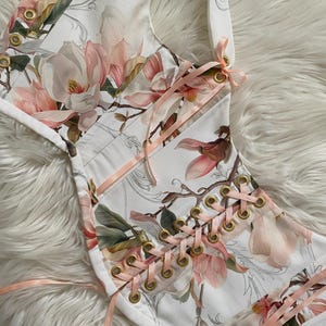 Floral Corset Top: Renaissance Lace-Up Bodice - Cottagecore Style