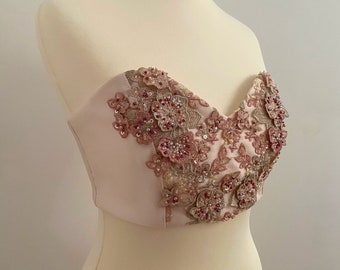 Floral lace top  - Wedding top - Prom dress - Evening dress - Fairy Fair - Pink floral top