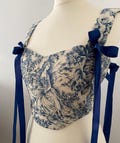 Historical Blue Floral Corset Top - Toile De Jouy Corset Top - Crop Top - Fairy Clothes - Vintage Style - Cottagecore - Fairycore product logo
