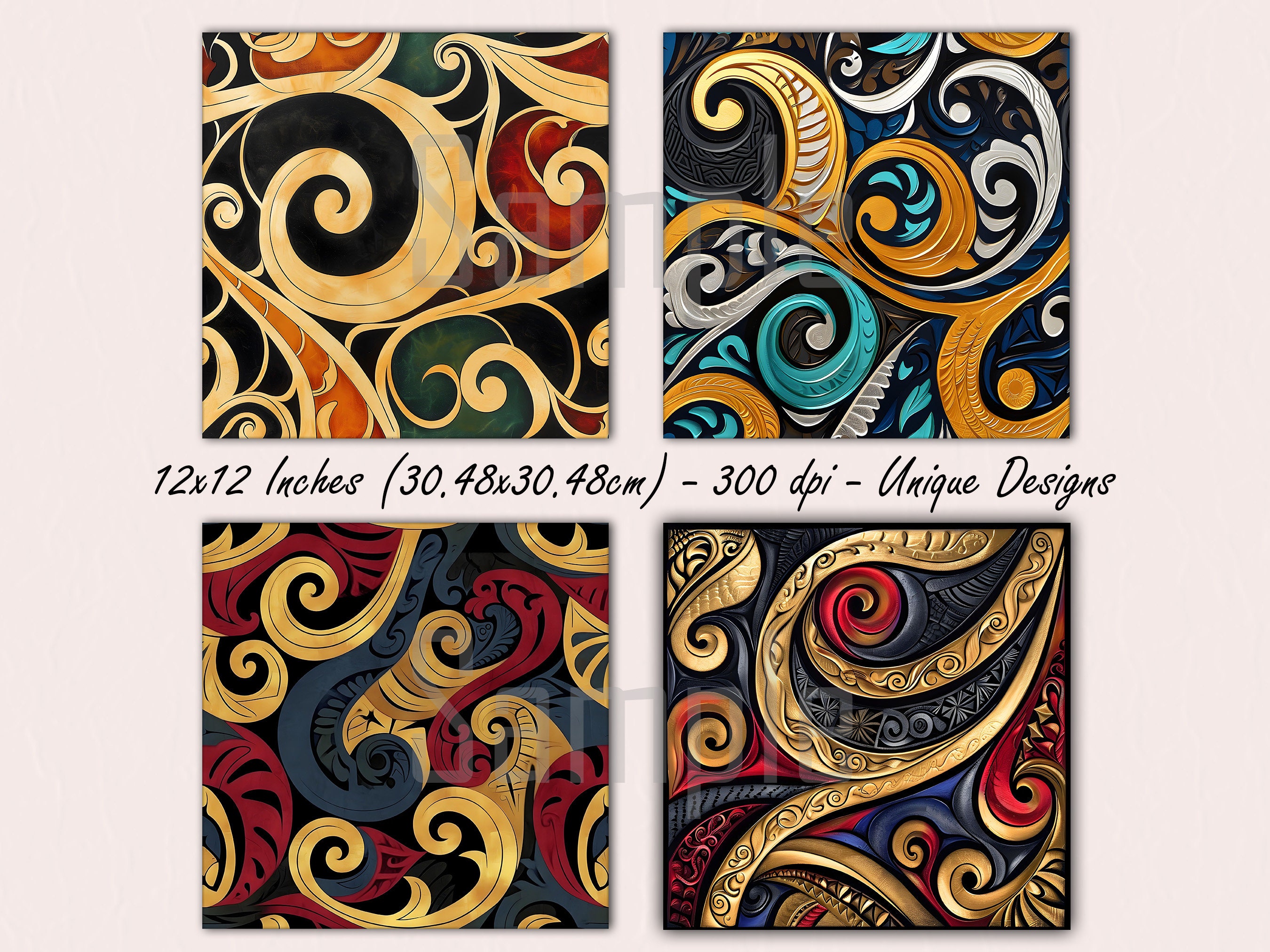 Gold Maori Digital Art, Commercial Use, 300 DPI Etsy New Zealand
