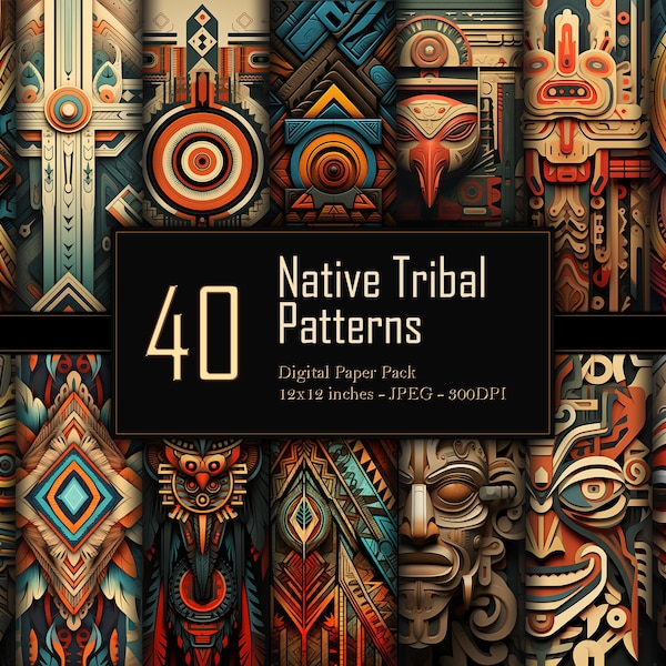 Native American Patterns, Native American Art, Native American Designs Digital Paper Pack, Commercial Use, 300 DPI