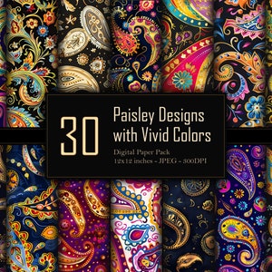 Paisley Designs with Vivid Colors, Commercial Use, 300 DPI