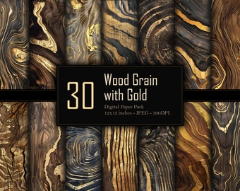 Wood Grain Texture with Gold, Commercial Use, 300 DPI