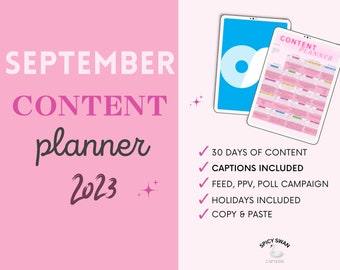 September 2023 Adult Content Planner With Captions | OnlyFans | Content Ideas | Adult Industry