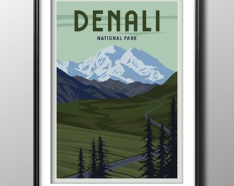 Denali National Park Vintage Poster AirBnb Wall Art Decoration Outdoor Adventure