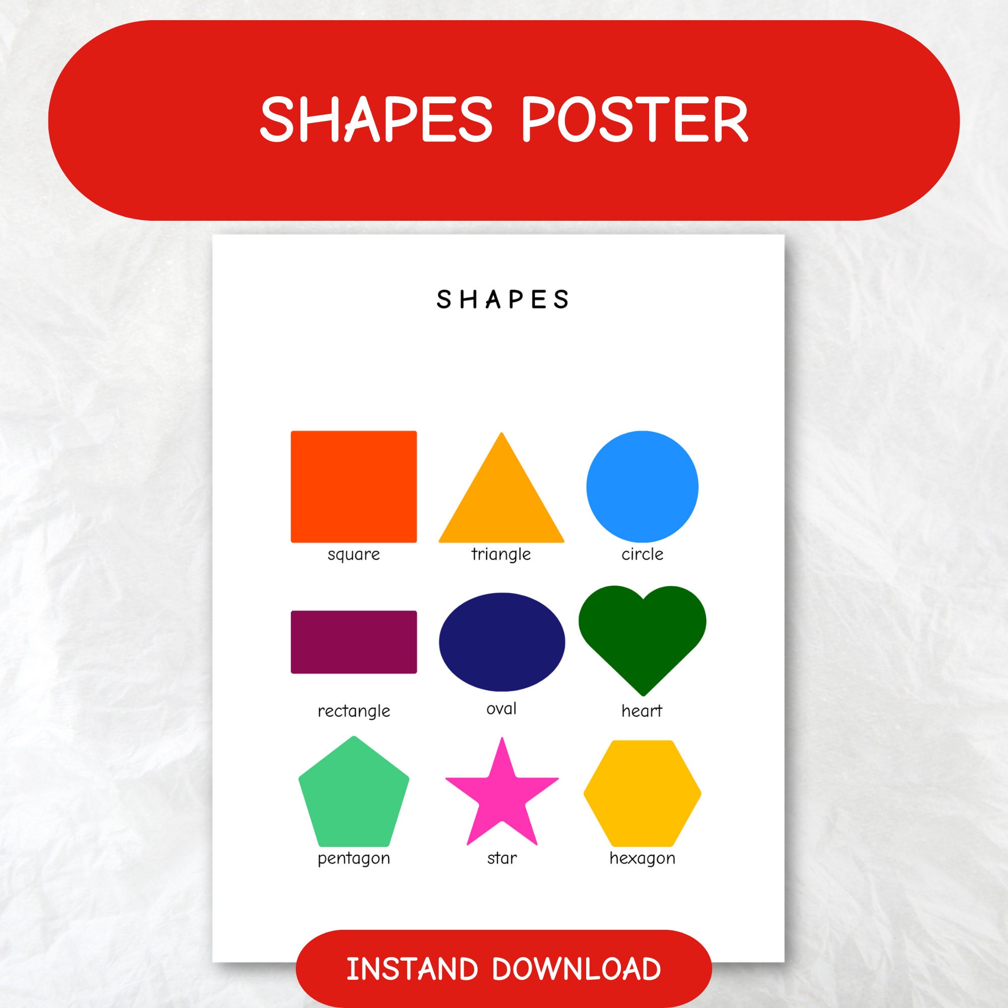 Shapes poster montessori poster classroom decoration Preschool Classroom Decor Homeschool Educational Poster for Kids Playroom Montessori