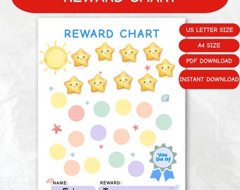 Summer Reward Chart for Kids: Rainbow Chore Tracker (PDF Downloadable Printable)