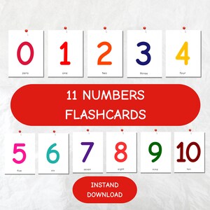 Numbers Flash Cards,Preschool Number Learning Flash Cards, Digital Printable Numbers Flash Cards,Montessori Flash Cards, Colorful Flashcards