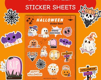 Cute Halloween Stickers - Printable Kids Stickers (Digital Download)