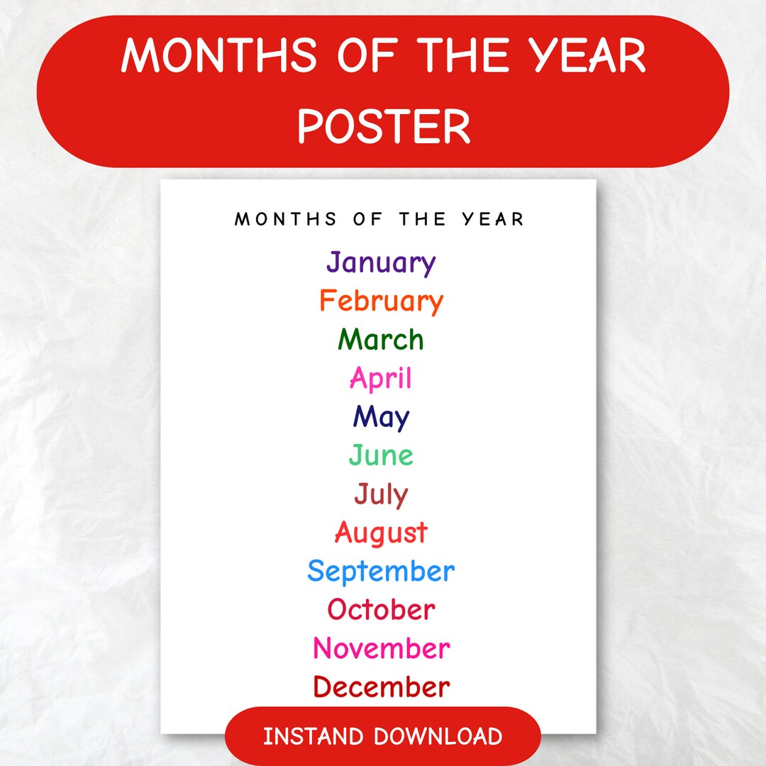 Rainbow Months of the Year Poster: Educational Printable (digital ...