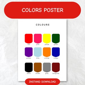 COLORS Poster, Educational Poster ,Montessori Classroom Decor, Toddler Playroom, Montessori Classroom Decor, Toddler Playroom Decor