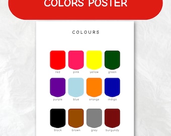 Plakat z kolorami: Dekoracje do klasy Montessori (do pobrania w wersji cyfrowej)