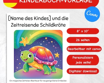 Personalisierbare Kinderbuch – Editierbare Canva Vorlage、Magisches Abenteuer、Lernen、Dinosaurier、Ägypten、Weltall、Sofort ダウンロード