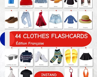 Fiches de vêtements français : fiches de vocabulaire Montessori (PDF numérique)