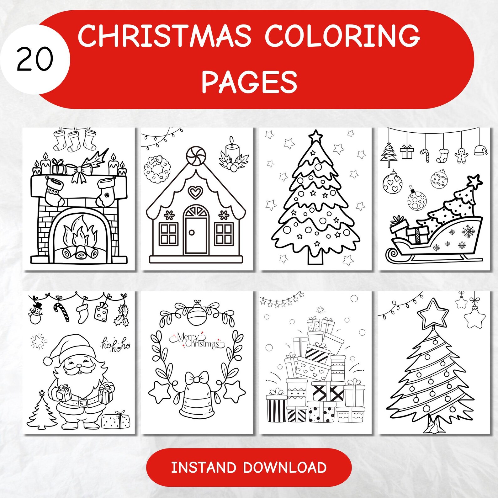 Gorgeous Coloring Page Printable Christmas Picture Digital Art Gorgeous Coloring Page Printable Christmas Picture Digital Art
