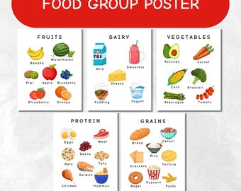 Food Group Flashcards for Kids | Nutrition Printable PDF | Learn Fruits, Vegetables, Protein, Dairy & Grains | Educational Cards