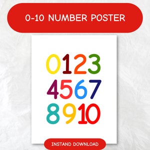 Numbers Educational Poster, Educational posters, classroom posters, Homeschool Numbers Print, Nursery Decor,Rainbow Numbers Poster