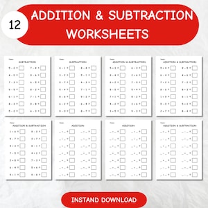 Math Worksheets -  Educational Addition and Subtraction Worksheets for Kids, Addition - Subtraction