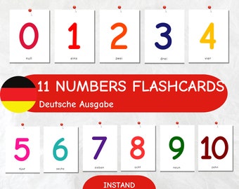 Zahlen Deutsch für Anfänger 0-10, Regenbogen Montessori Set (Digitaler Download)