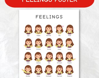 Feelings Chart Poster: Emotionen, Kleinkind, Lernen (Digitaler Download)